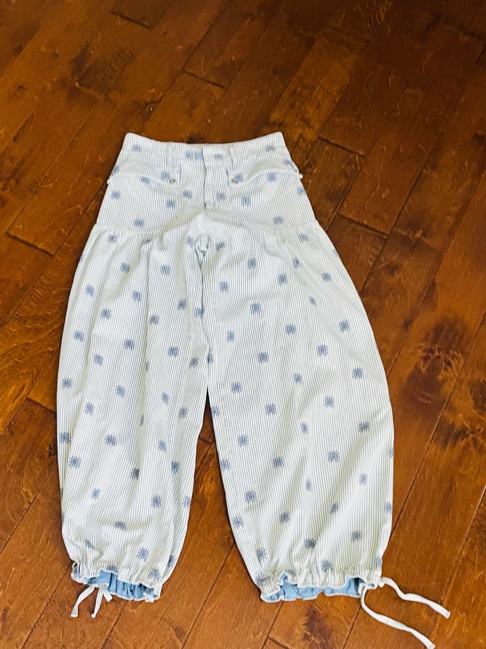 Light Blue Printed Drawstring Pants
